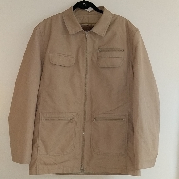 London Fog Dark Khaki Fur Lined Coat sz 42 - Picture 2 of 9